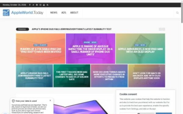 Homepage of appleworld.today