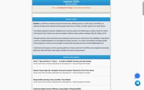 Homepage of isaimini.com.in