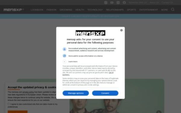 Homepage of mensxp.com