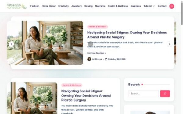 Homepage of rebecca-angela.com.au