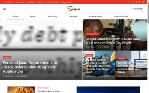 Homepage of soup.io