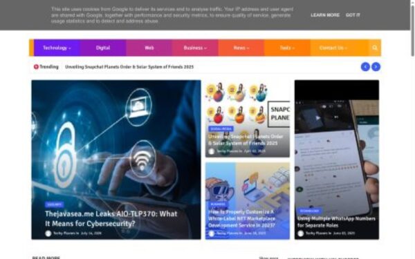 Homepage of techyflavors.com