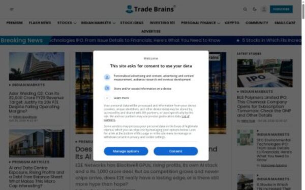 Homepage of tradebrains.in