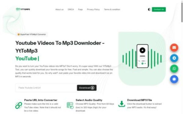 Homepage of yttomp3.com.in